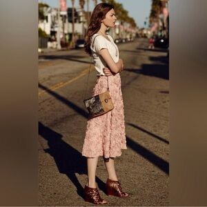 HD in Paris Pink Ruffled A-line Midi Skirt